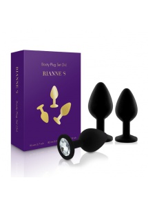 SexShop - Trzy plugi analne z klejnotem - Rianne S Booty Plug Set 3x czarny - online
