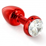 SexShop - Zdobiony plug wibrujący - Diogol Annixitting Vibrating Butt Plug 34 Red Czerwony - online