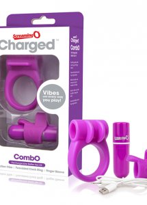 Sexshop - The Screaming O Charged CombO Kit #1  Fioletowy - Zestaw mini wibrator plus pierścień i nakładka - online